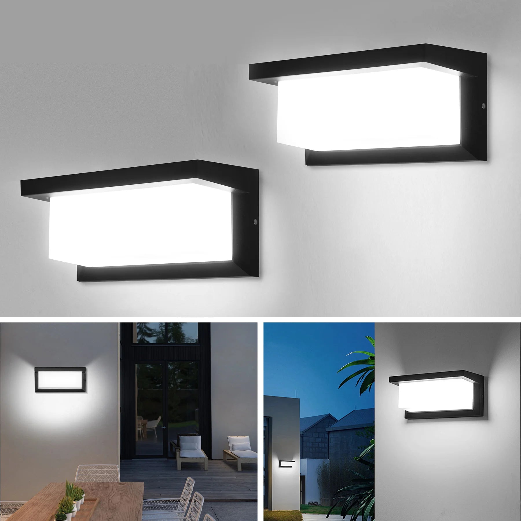 LED Vintage Rectangle Wall Lamp Indoor Outdoor Decorative Lighting for Porch Living Room Bedroom Court Balcony Home Decor