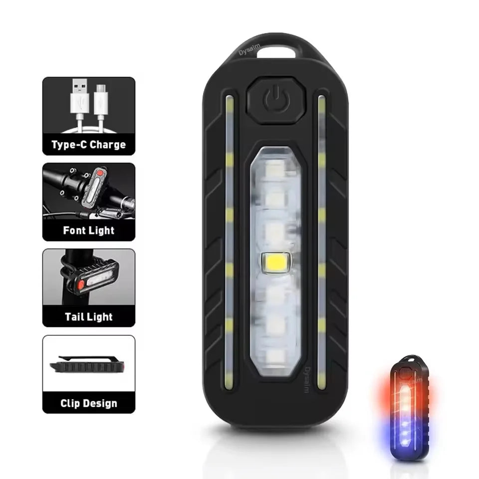 USB Recharge LED Flashlight Work Light Keychain Flashlight for Shoulder Clip Lights Warning Flashing Light Outdoor Lamp