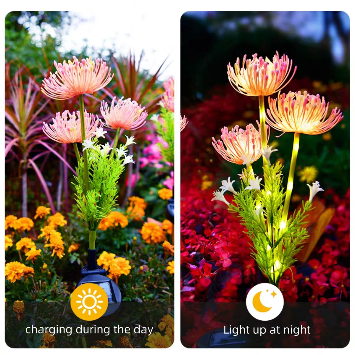 2PC Solar Powered Shore Flower Ground Plug-In Lamp, Outdoor Waterproof, Beautiful Flower Decoration, 1PC Courtyard Lawn Decorati